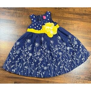 Pinky girls dress sz 12 months, navy blue polka dots &flowers. Party, wedding
